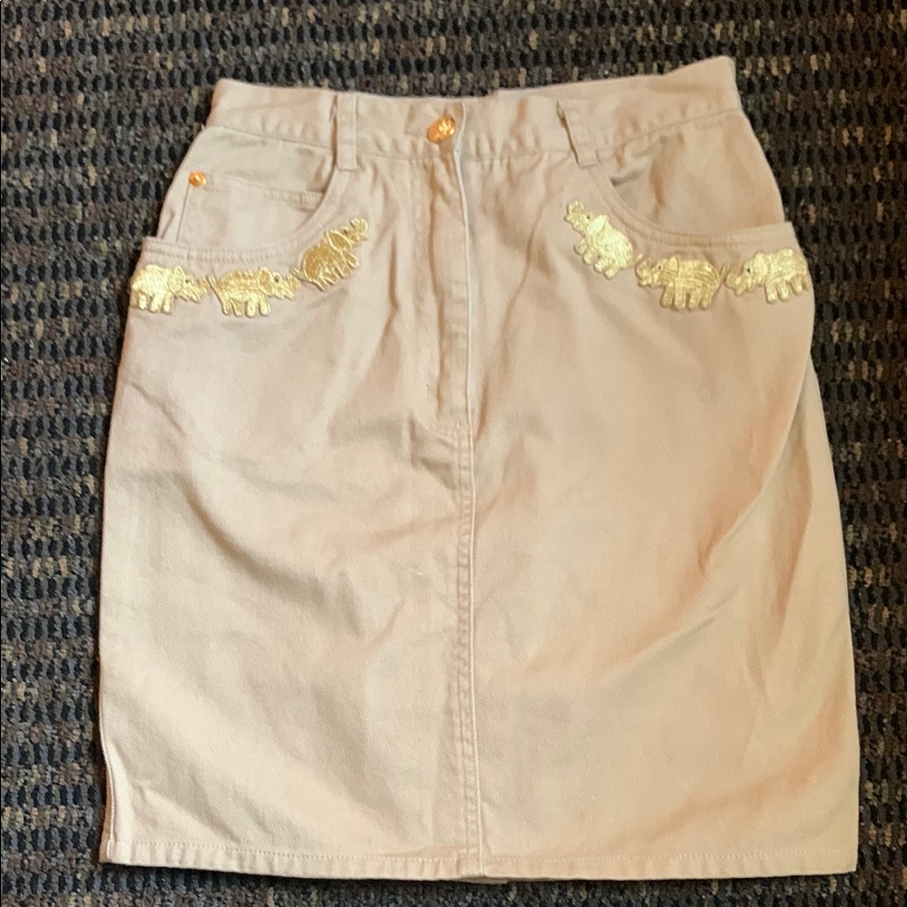 Vintage Khaki Elephant Skirt